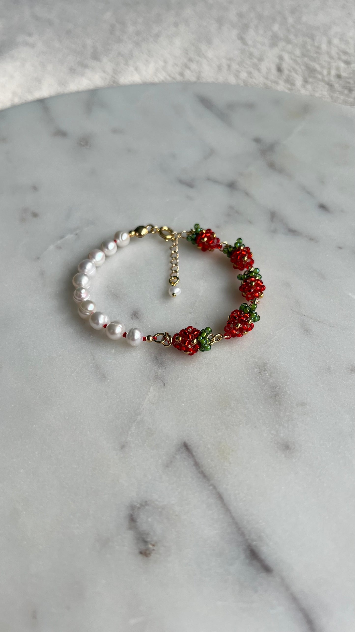 Bransoletka Perełkowo Truskawkowe Lato