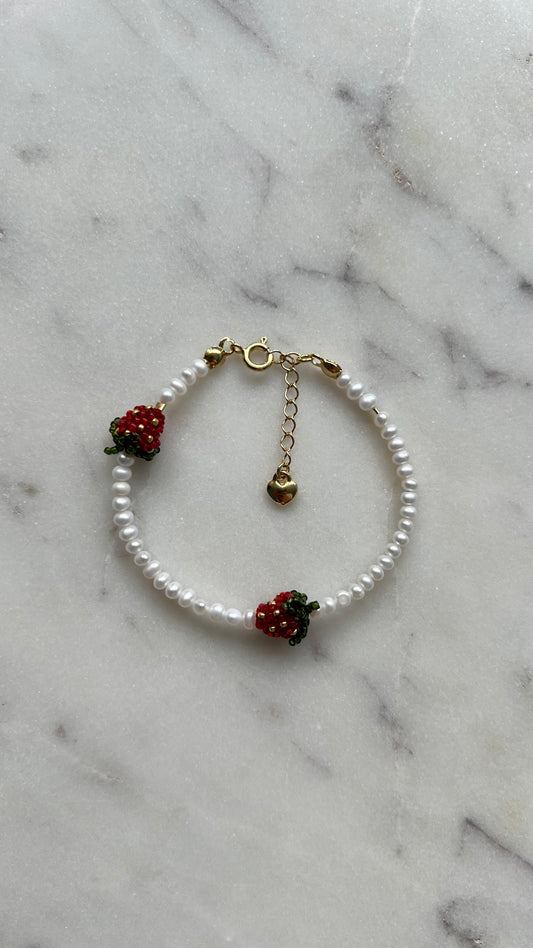 Bransoletka Perełkowe Lato z poziomkami.