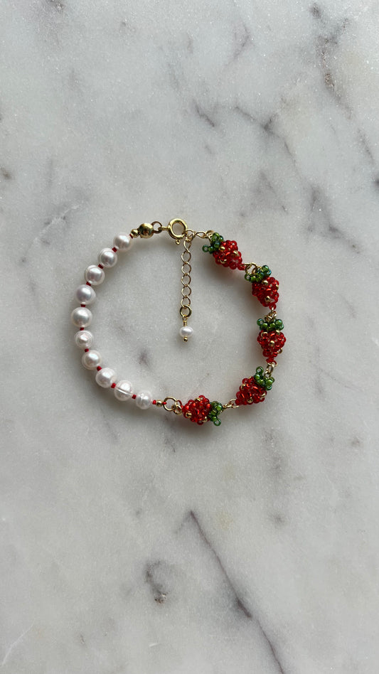 Bransoletka Perełkowo Truskawkowe Lato